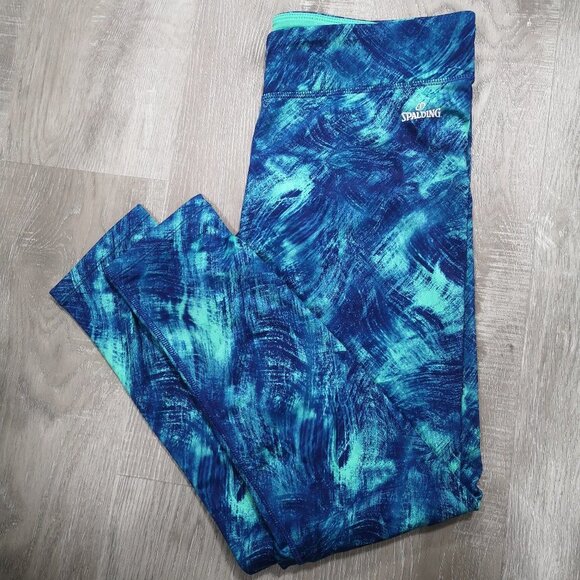 Spalding Speed-Dri Ladies Green & Blue Pattern Size Large Leggings - Picture 4 of 11